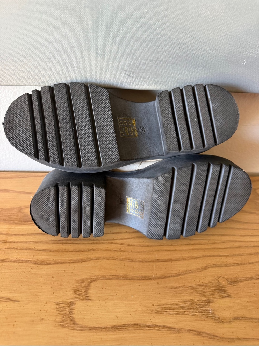 Free People Lyra Lug Sole Loafer Pearl Sand Cream Chunky Platform Shoe Size 8 - Picture 4 of 13
